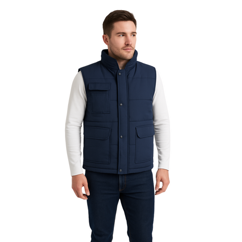PREMIUM MULTI POCKETS PADDED BODYWARMER GILET BLACK & NAVY