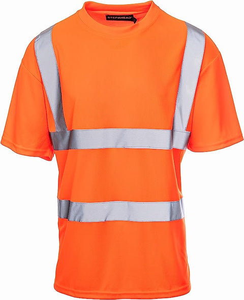 STEP AHEAD HI VIS PREMIUM SHORT SLEEVE T-SHIRT ORANGE