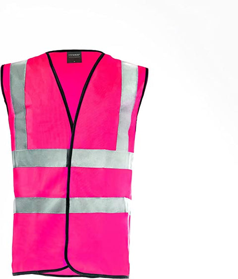 STEPAHEAD HIGH VISIBILITY PINK VEST WITH TWO BODY BANDS AND BRACES