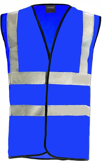 STEPAHEAD HIGH VISIBILITY BLUE VEST WITH TWO BODY BANDS AND BRACES CLASS