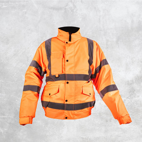 Premium Hi Vis Visbility Viz Bomber Jacket Waterproof Safety Work Coat