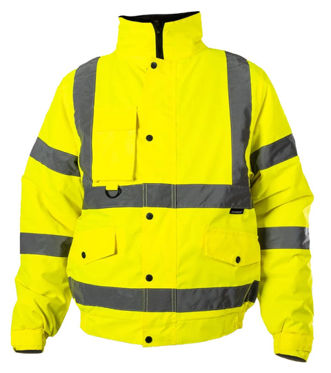 Premium Hi Vis Visbility Viz Bomber Jacket Waterproof Safety Work Coat