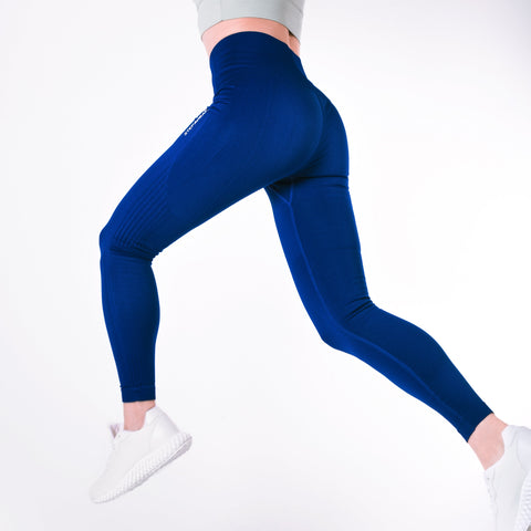 Step Ahead Women's Seamless High Waisted Deep Blue Work Out Leggings